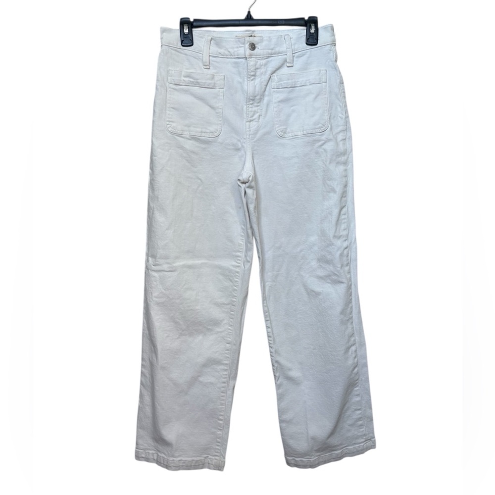 Madewell The Perfect Vintage Wide-Leg Jean White Bone Denim Front Pockets